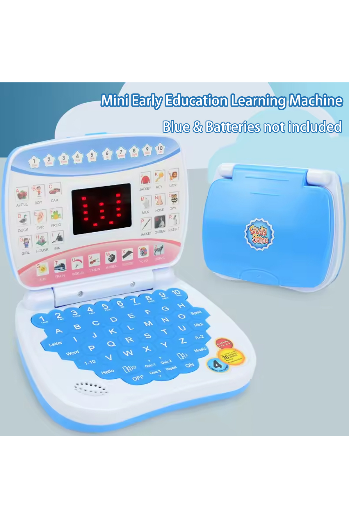 Choice SKY BLUE English Learning Small Laptop Toy for Children.Kids. Boys and Girls Computer for Aphabet AB