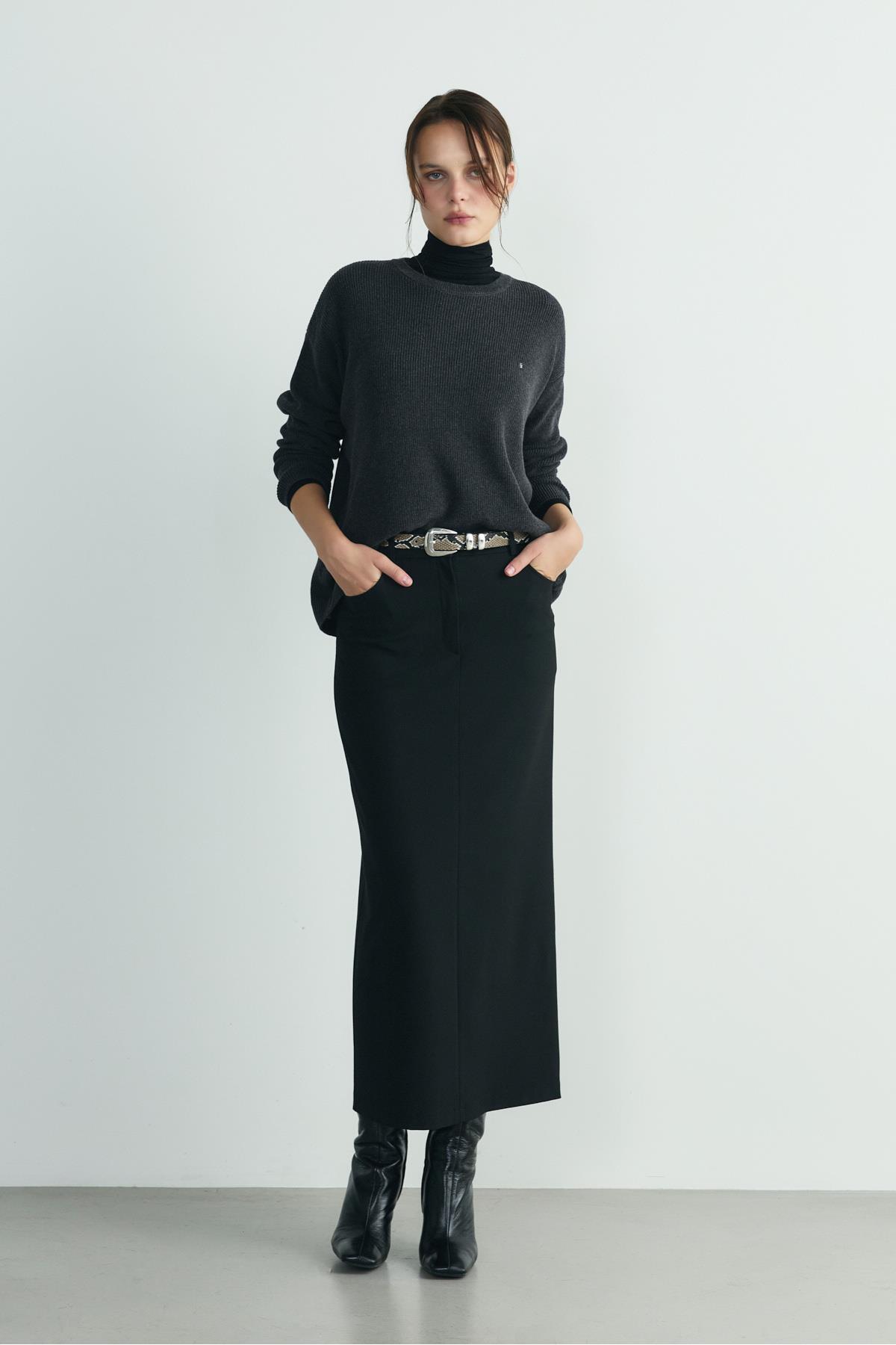 Suud Collection Siyah Mina Maxi Etek görsel 2