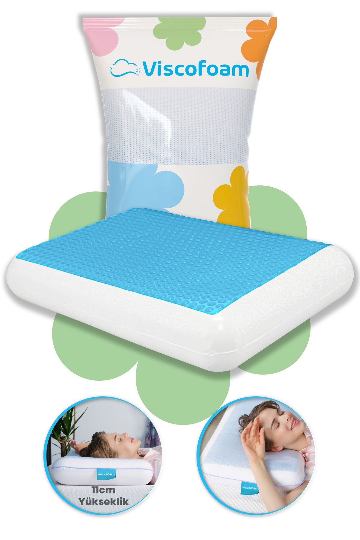 Luxury Anti-Sweat Orthopedic Pillow Cooling Visco Pillow Gel Pillow 60x40x11cm