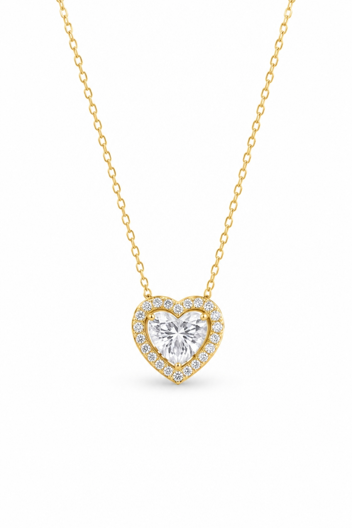 Women's Necklace with Custom Box - Heart Beloved Diamond Heart Women's Necklace with White Gemstone