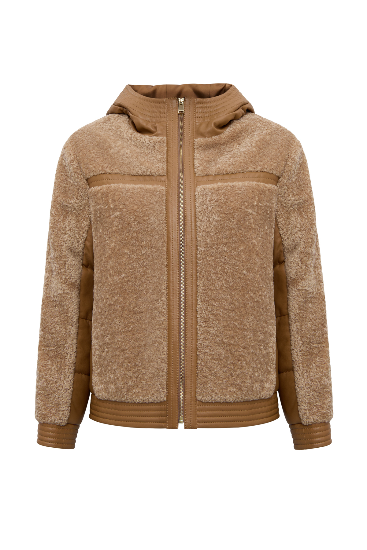 Derimod Prag Kadın Hardal Kapüşonlu Teddy Deri Mont 25WGEP5627FF