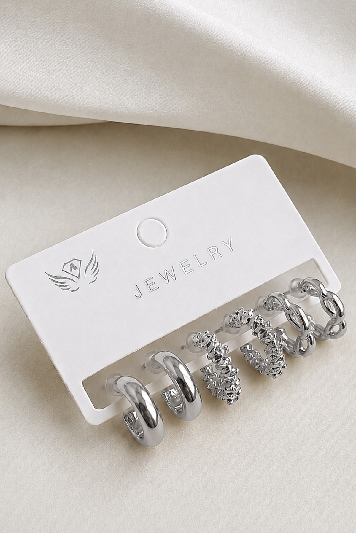 Silver Color 6-Piece Ring Women's Multiple Earrings Set