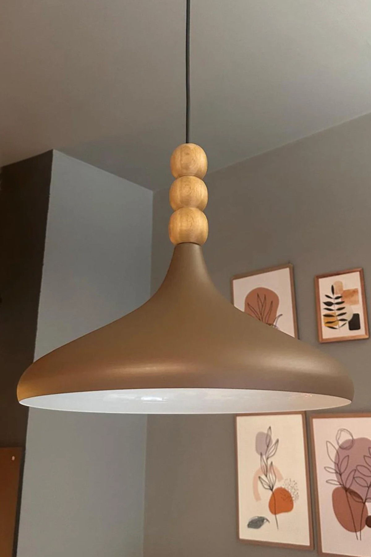 Milk Coffee Champion Wooden Beaded Single Chandelier Pendant Living Room Kitchen Boutique Lamp Lighting Chandeliers