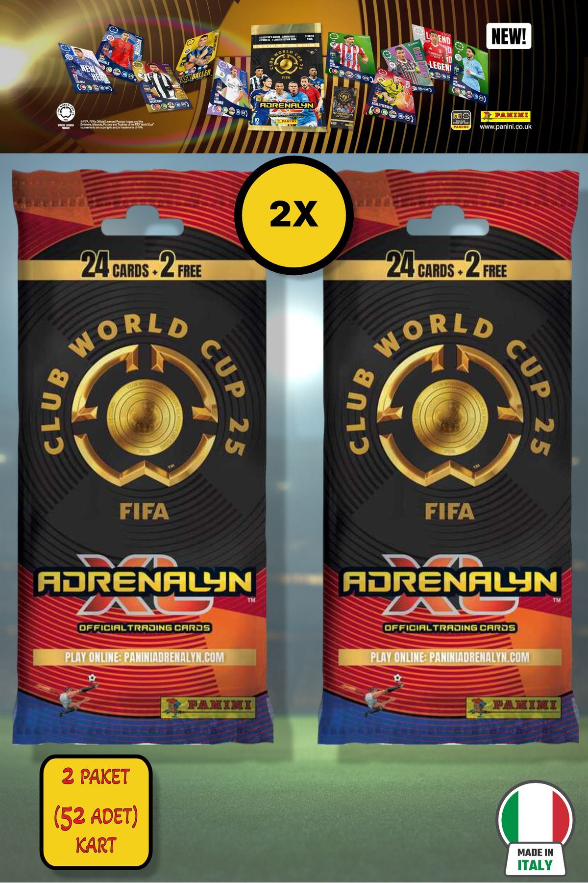 Panini Club World Cup 25 Fat Pack Player Cards - 2-Pack (52 Cards)