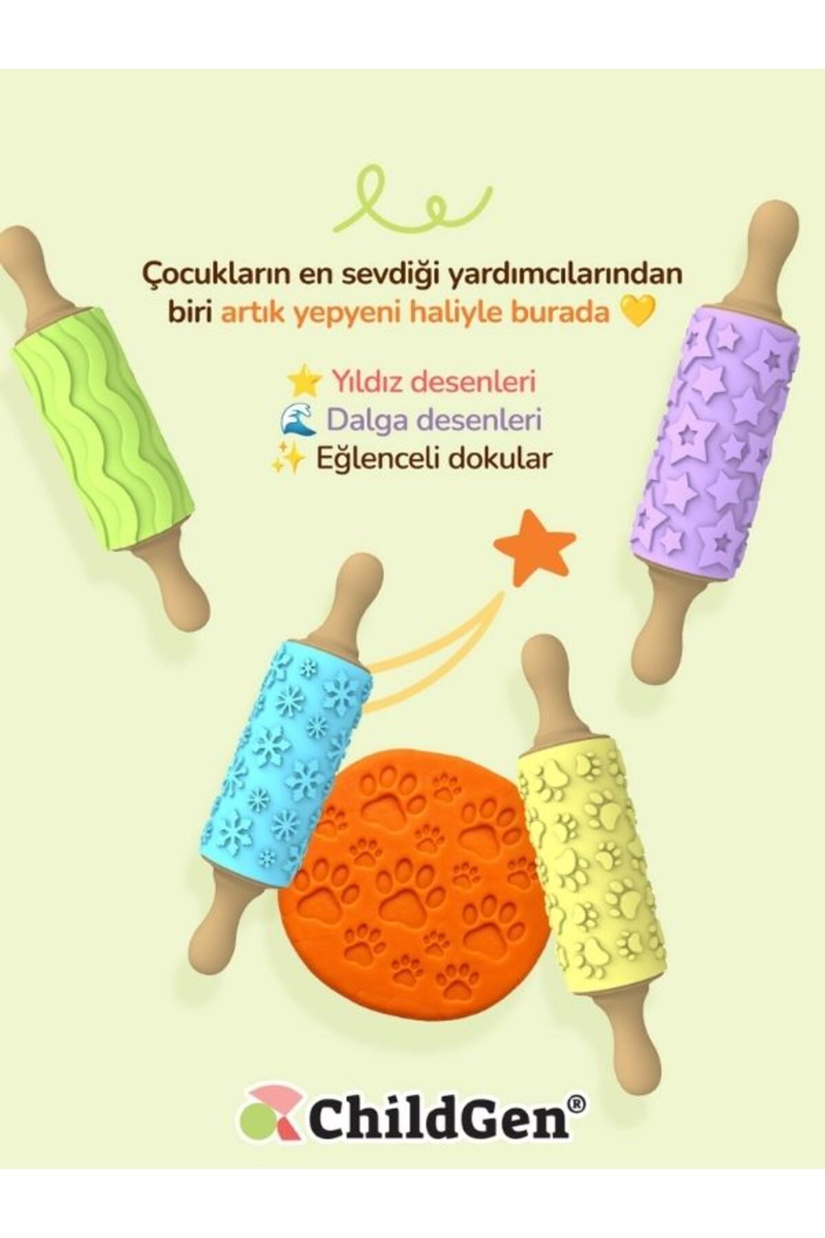 ChildGen Mini Desenli Merdane Seti – 2'li (Yıldız / Kar)