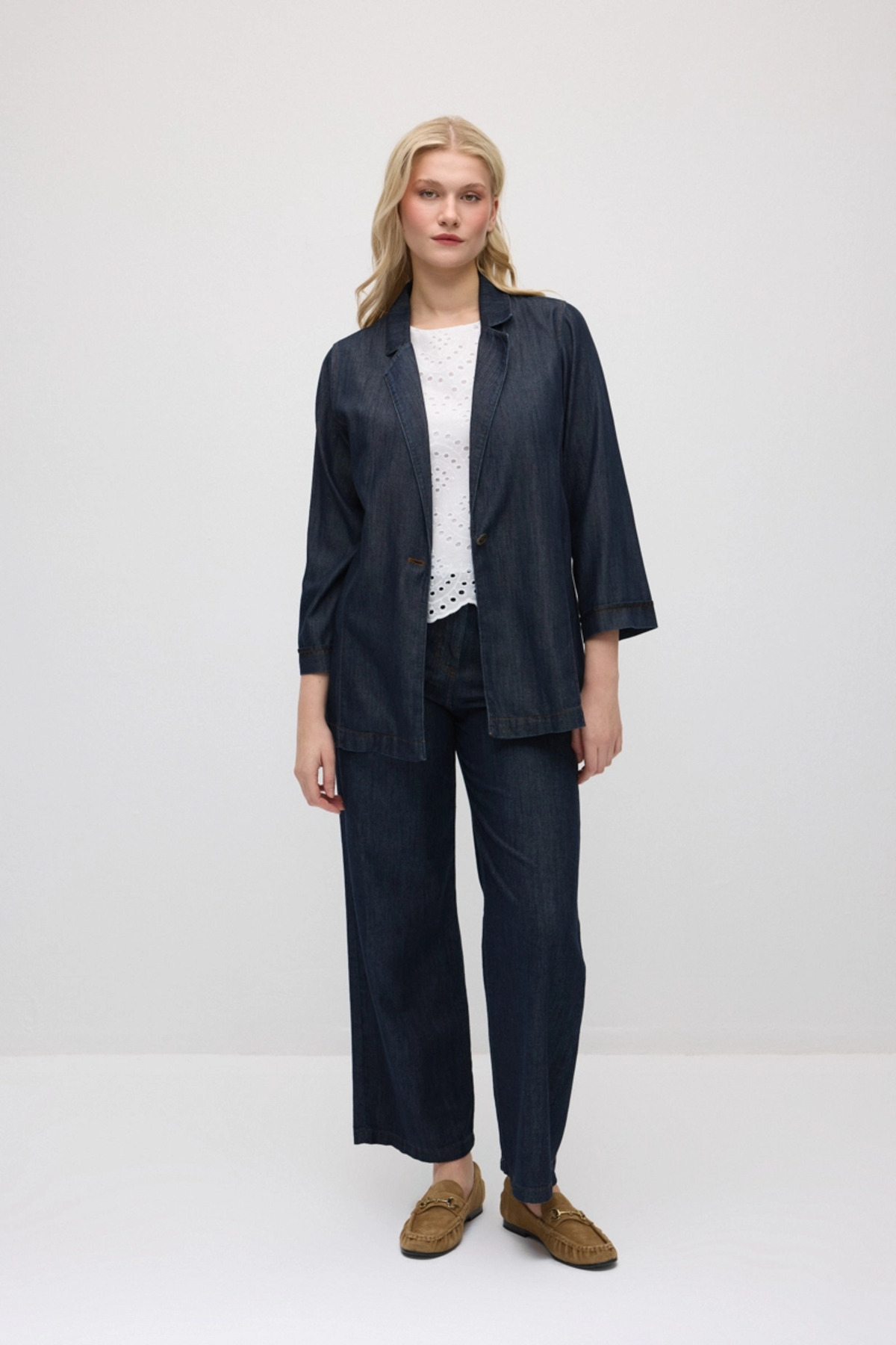 Gusto Tencel Denim Rahat Kesim Ceket - Lacivert görsel 2