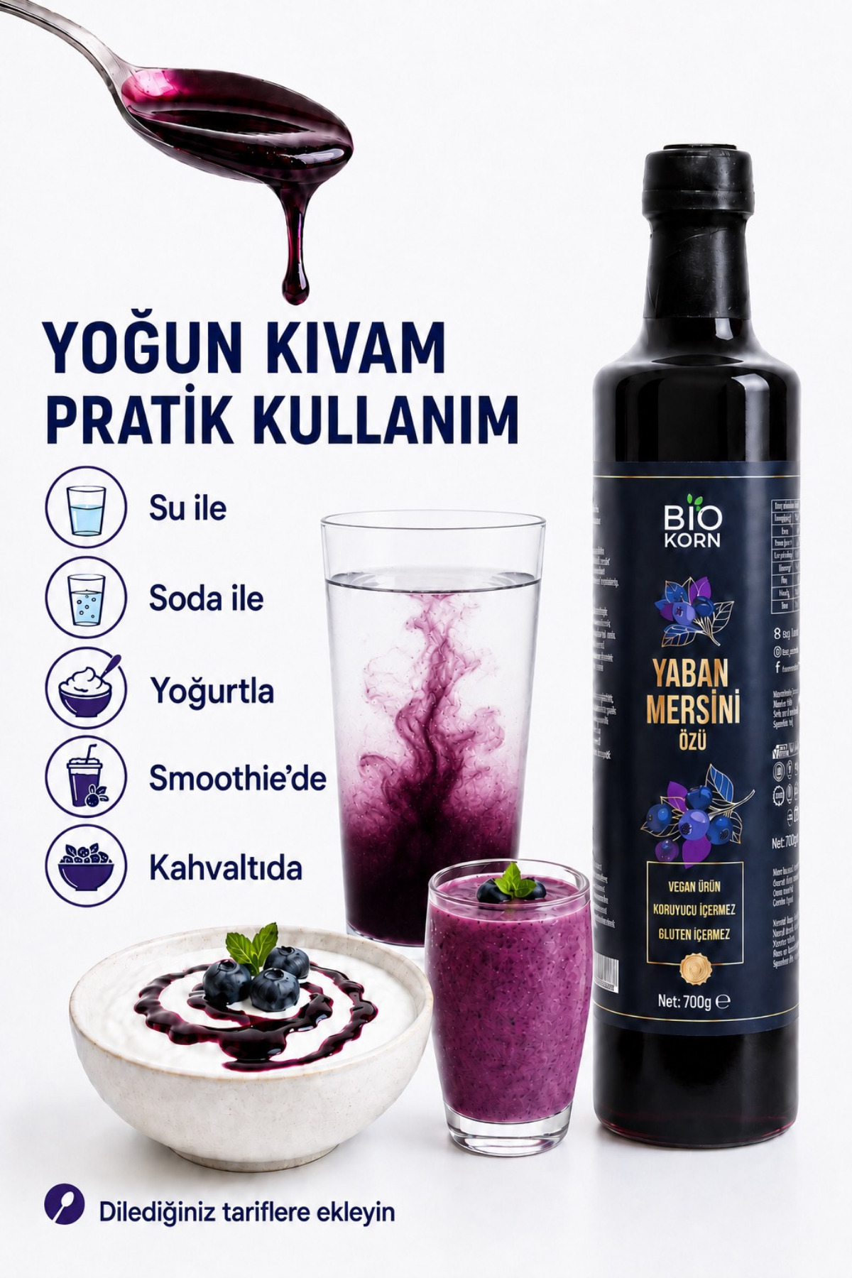Biokorn Yaban Mersini Özü 700 g - Pestisit ve Ağır Metal Analizli