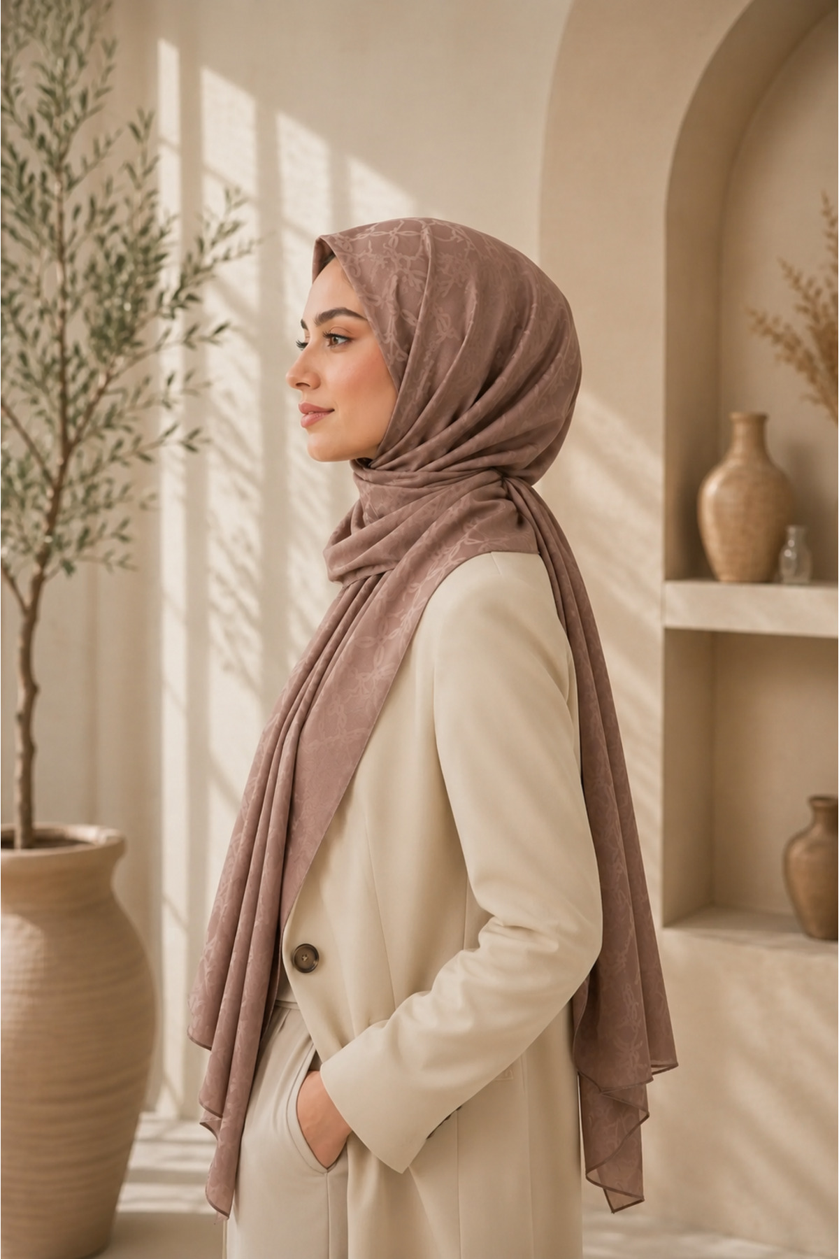 MİRSOY SCARF Lina Desen Kaymaz jakarlı Şal görsel 2