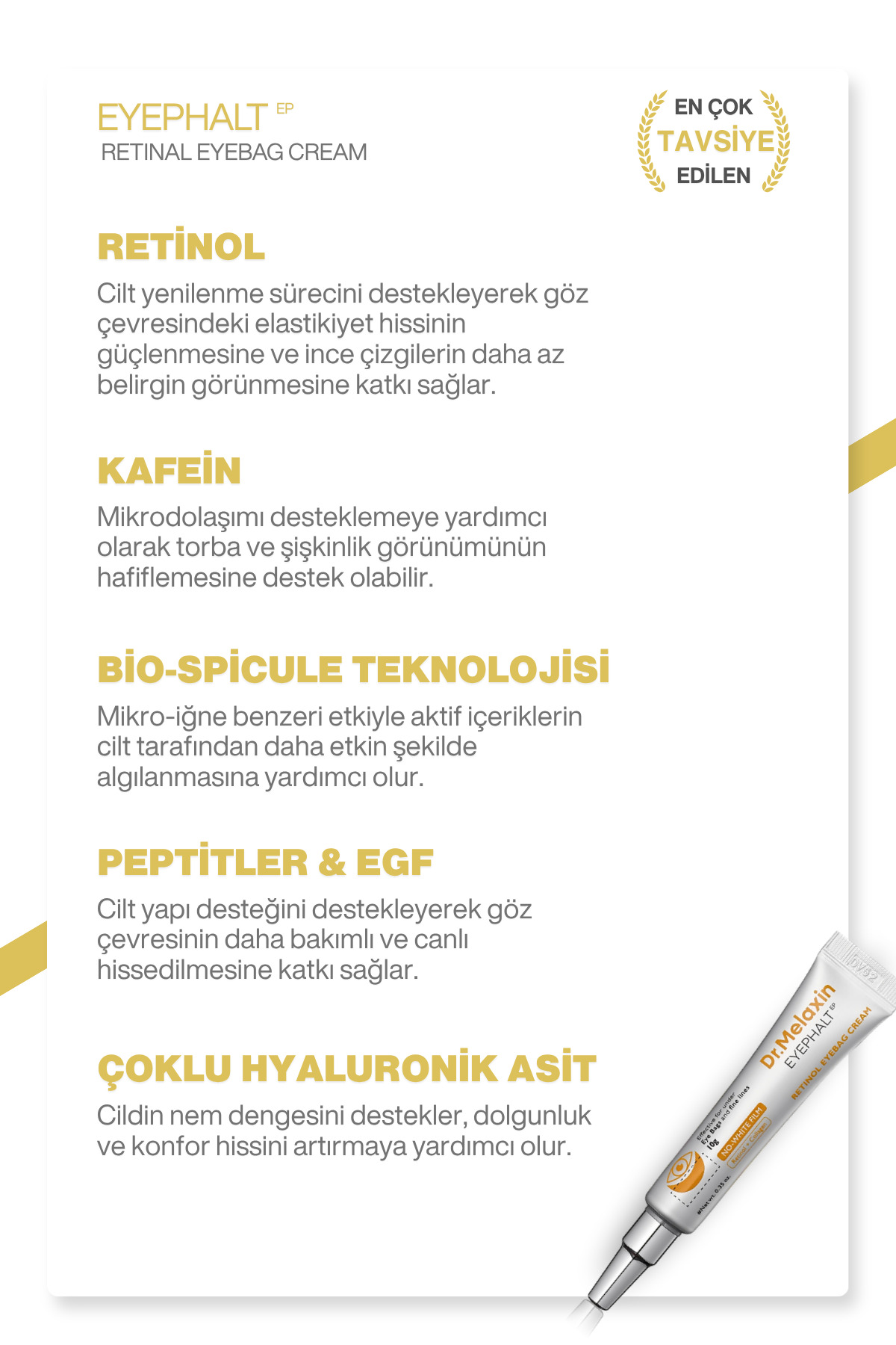 Retinollü Göz Kremi | Morluk Şişlik Kırışıklık Karşıtı | Spicule & Egf Teknolojisi 10ml — 8809886482595 — تصویر 7 از 8