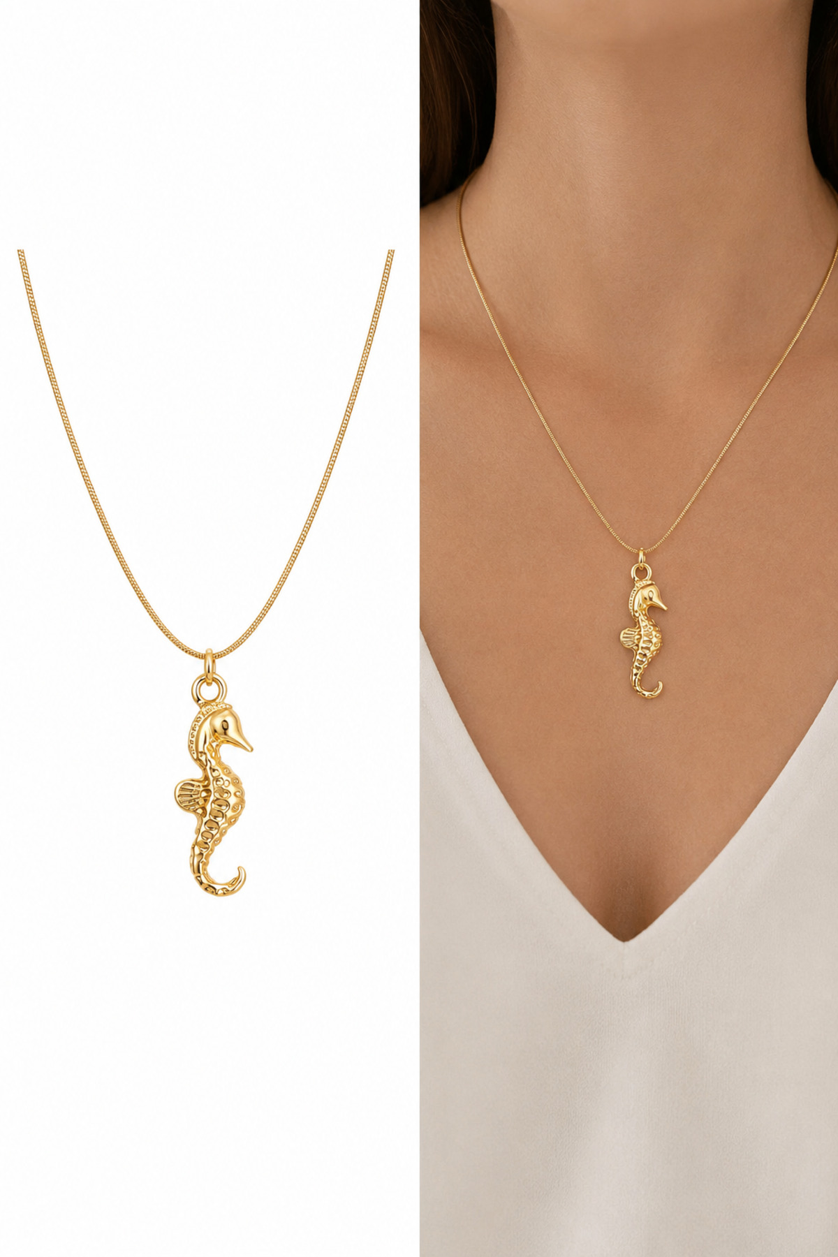 Deniz Anası Charm Çelik Zincirli Gold Kadın Kolye (45 Cm)