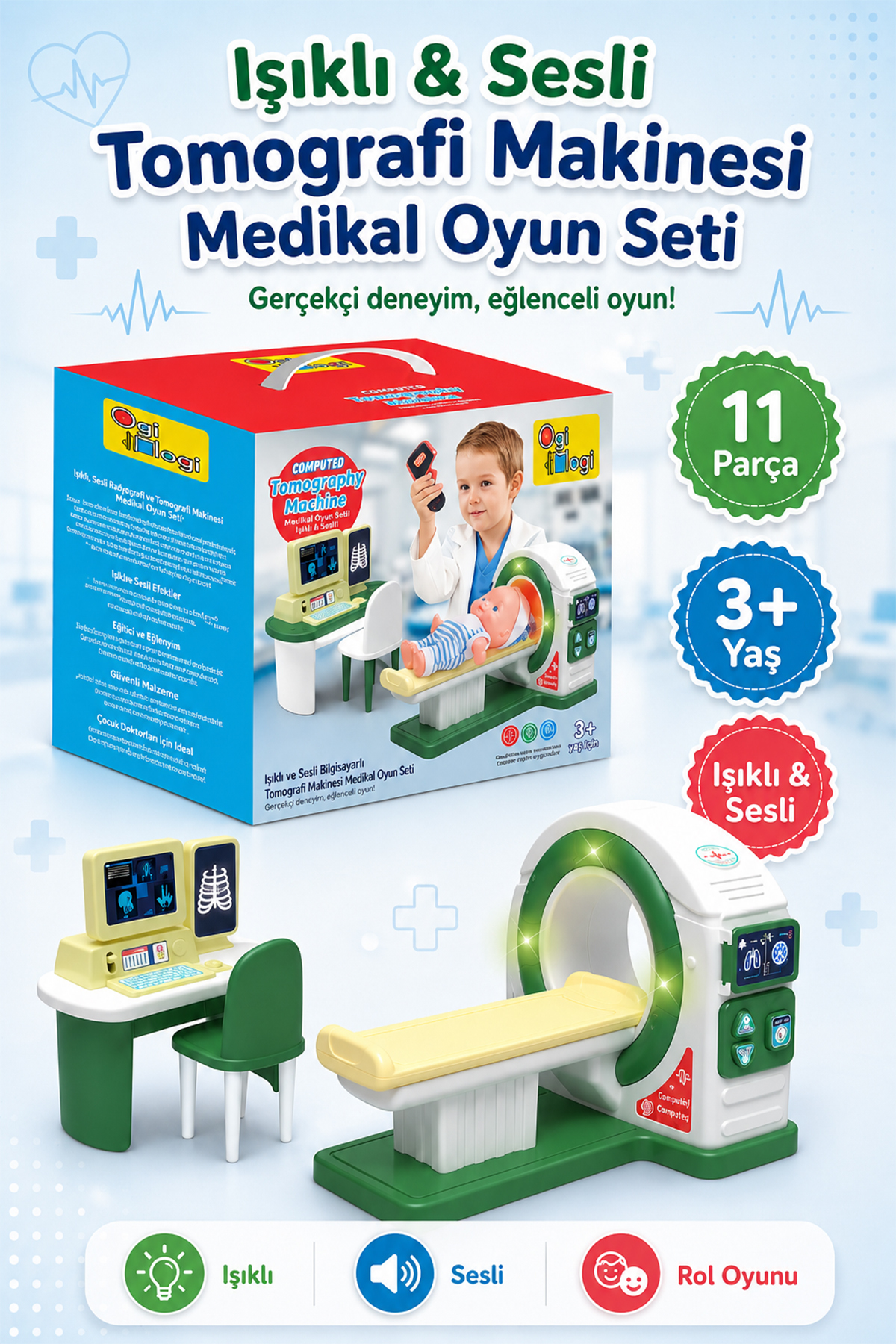 Illuminated and Sound Computerized Tomography Machine Medical Playset