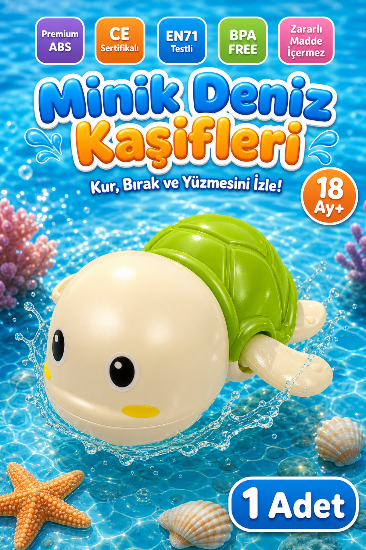 Wind-Up Turtle Baby Bath Toy – Cute Water Floating Game Hand Eye Development Toy