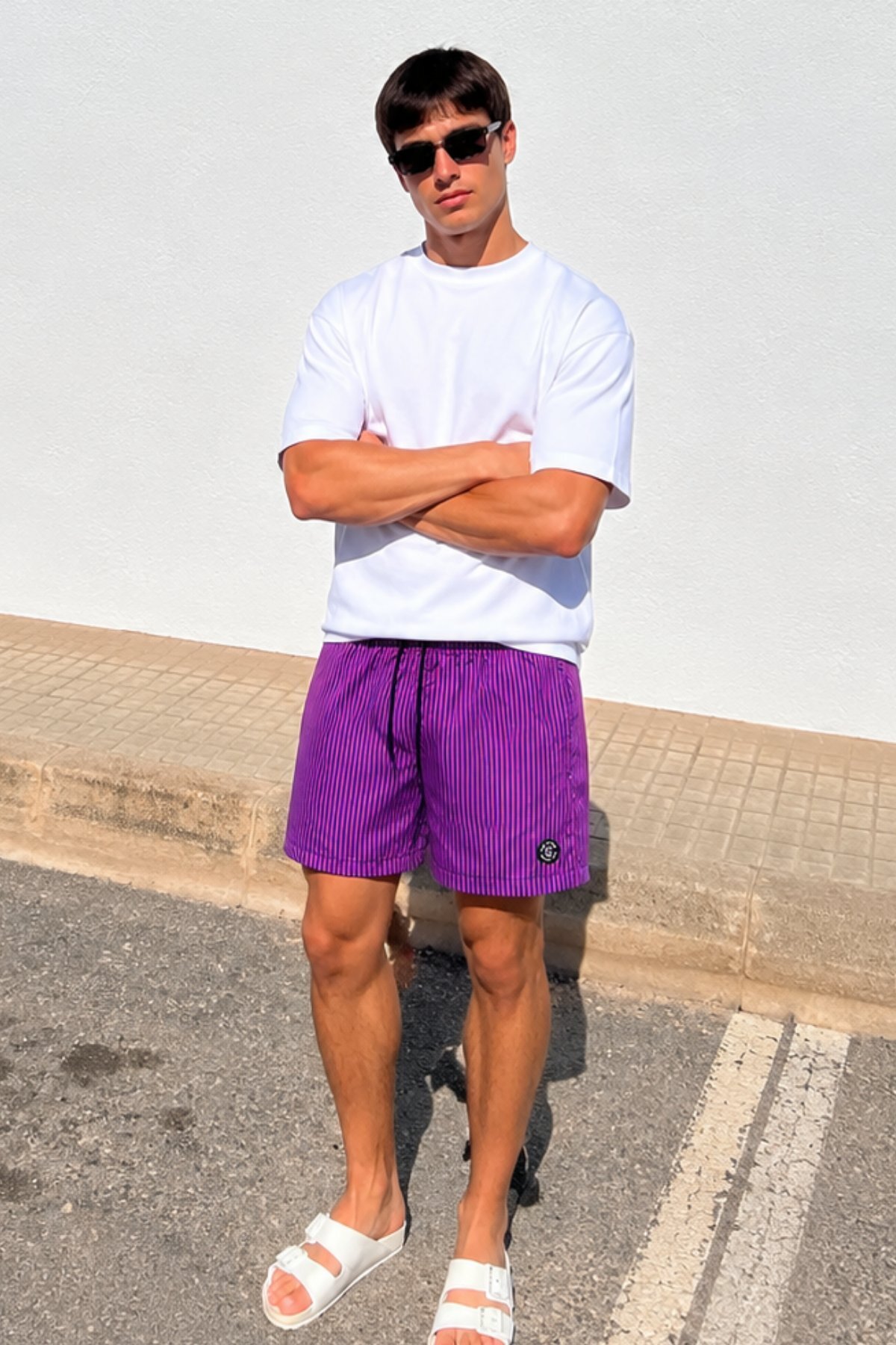 Madmext Striped Purple Swim Shorts 4253