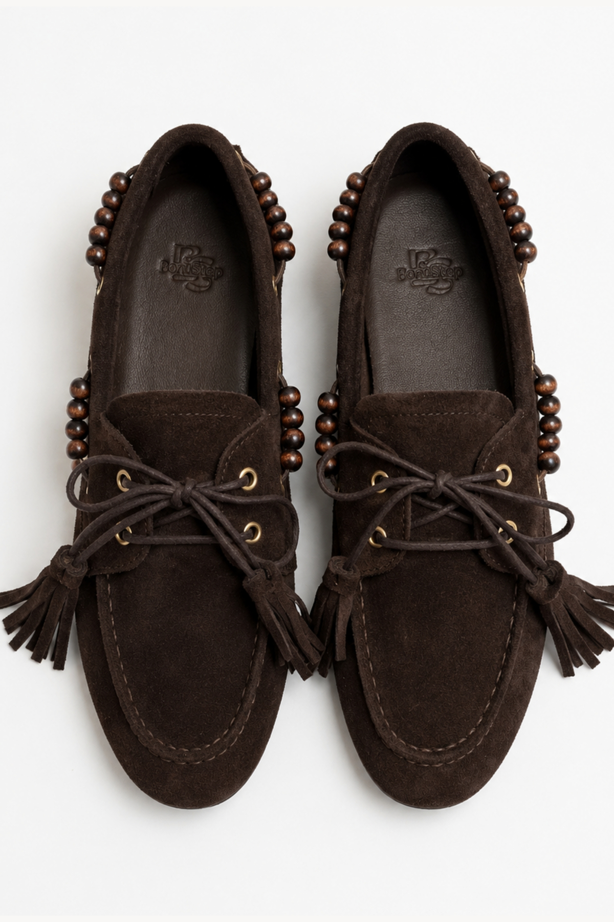 BonuStep Odessa Loafer Kadın Kahverengi Hakiki Süet Deri Boncuk ve Püskül Detaylı Kaymaz Termotaban Loafer Ayakkabı görsel 2