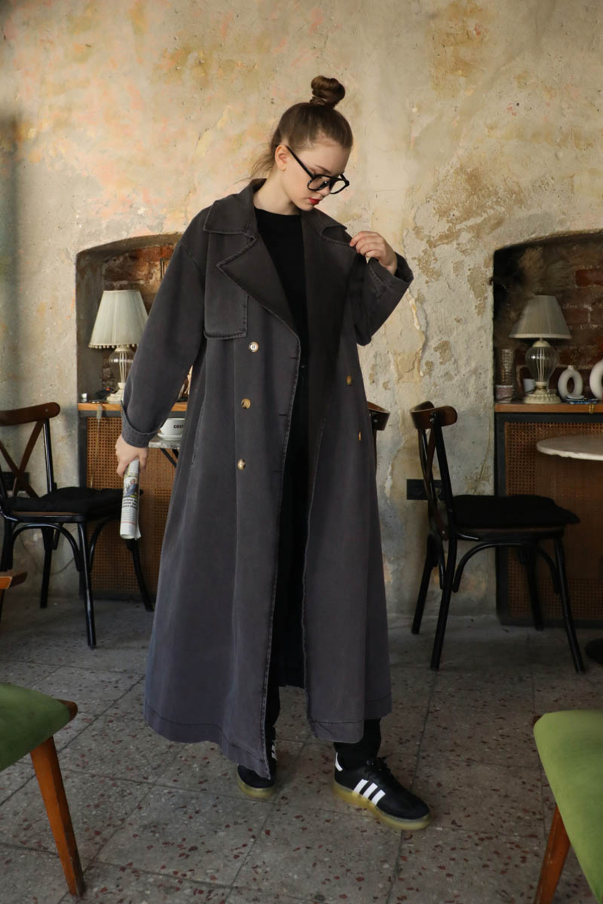ZÜLAYS Oversize Denim Trençkot Siyah görsel 6