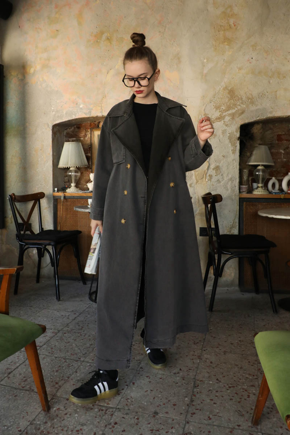 ZÜLAYS Oversize Denim Trençkot Siyah görsel 3