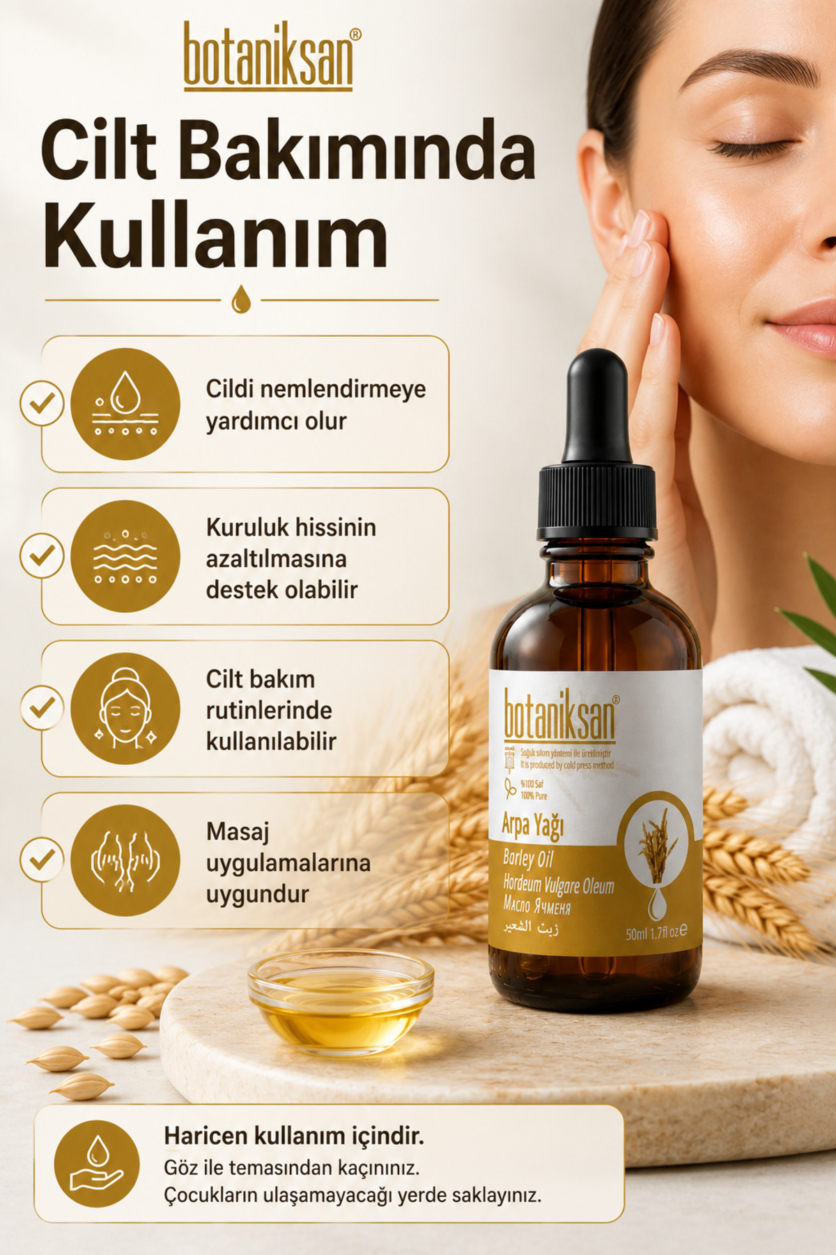Arpa Yağı 50 ml Soğuk Sıkım %100 Saf Katkısız Barley Oil Cilt ve Saç Bakımı İçin — ARPA YAĞI 50ML — تصویر 5 از 8