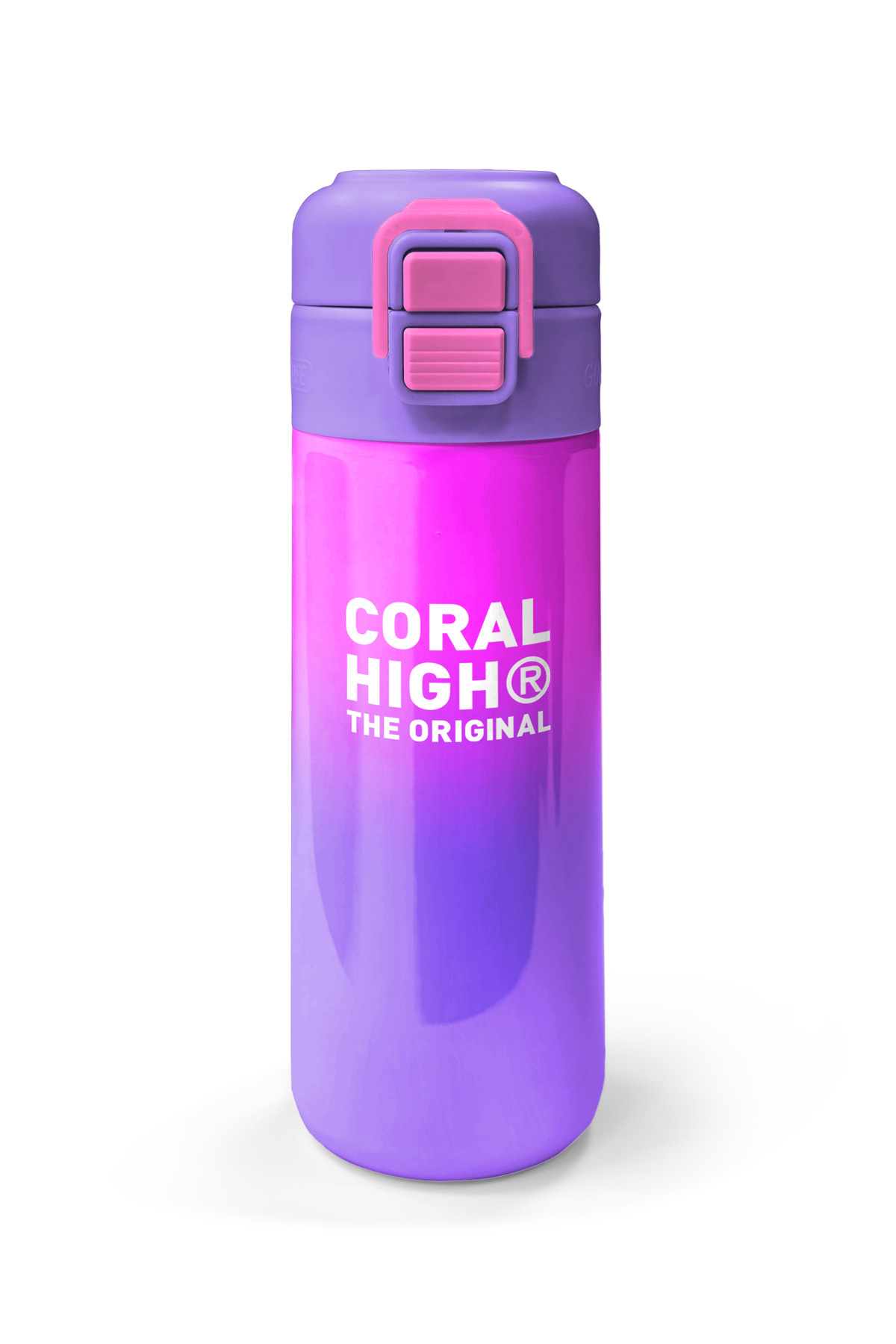 Kids Mor Renk Geçişli Desenli Pipetli ve Direkt İçim Çelik Termos 500 ml 31963