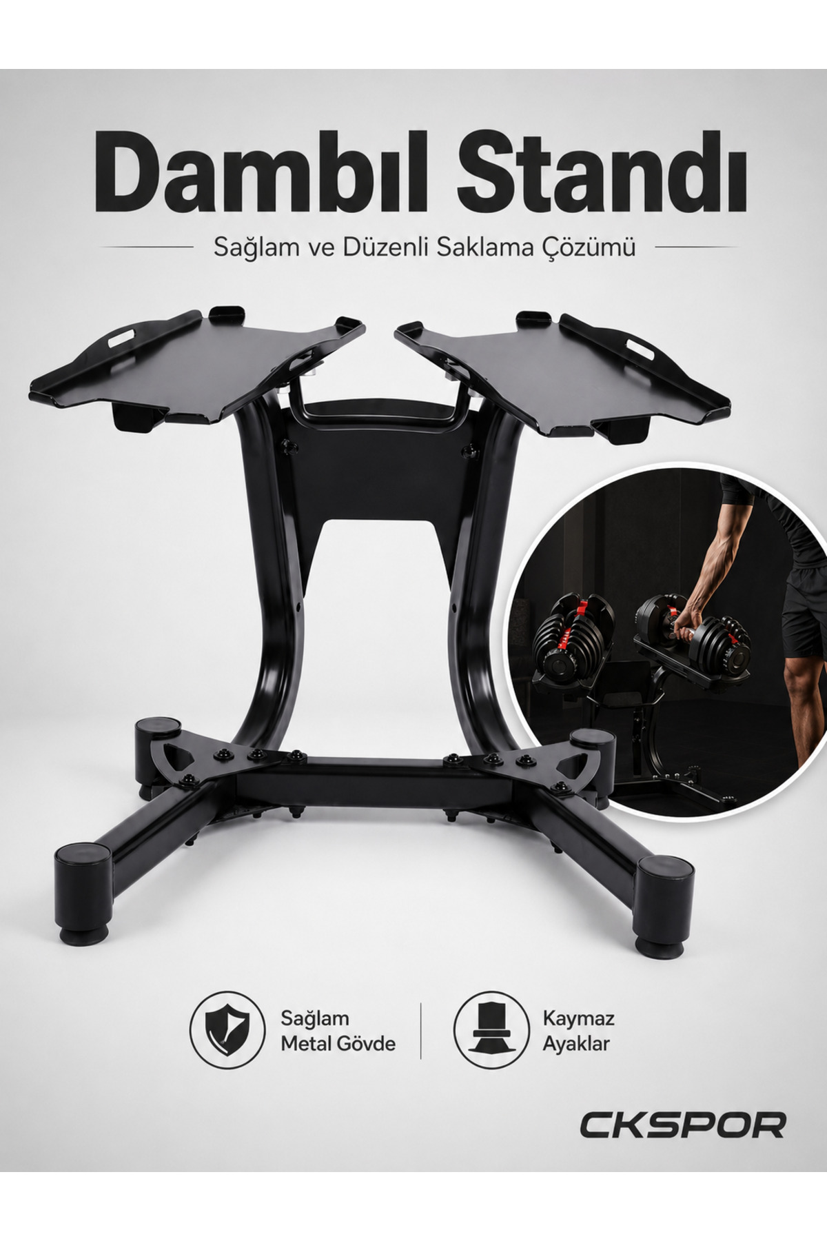 CKSpor Ayarlanabilir Dambıl Standı Dayanıklı ve Ergonomik Tasarım Ev & Spor Salonu Kullanımı İçin