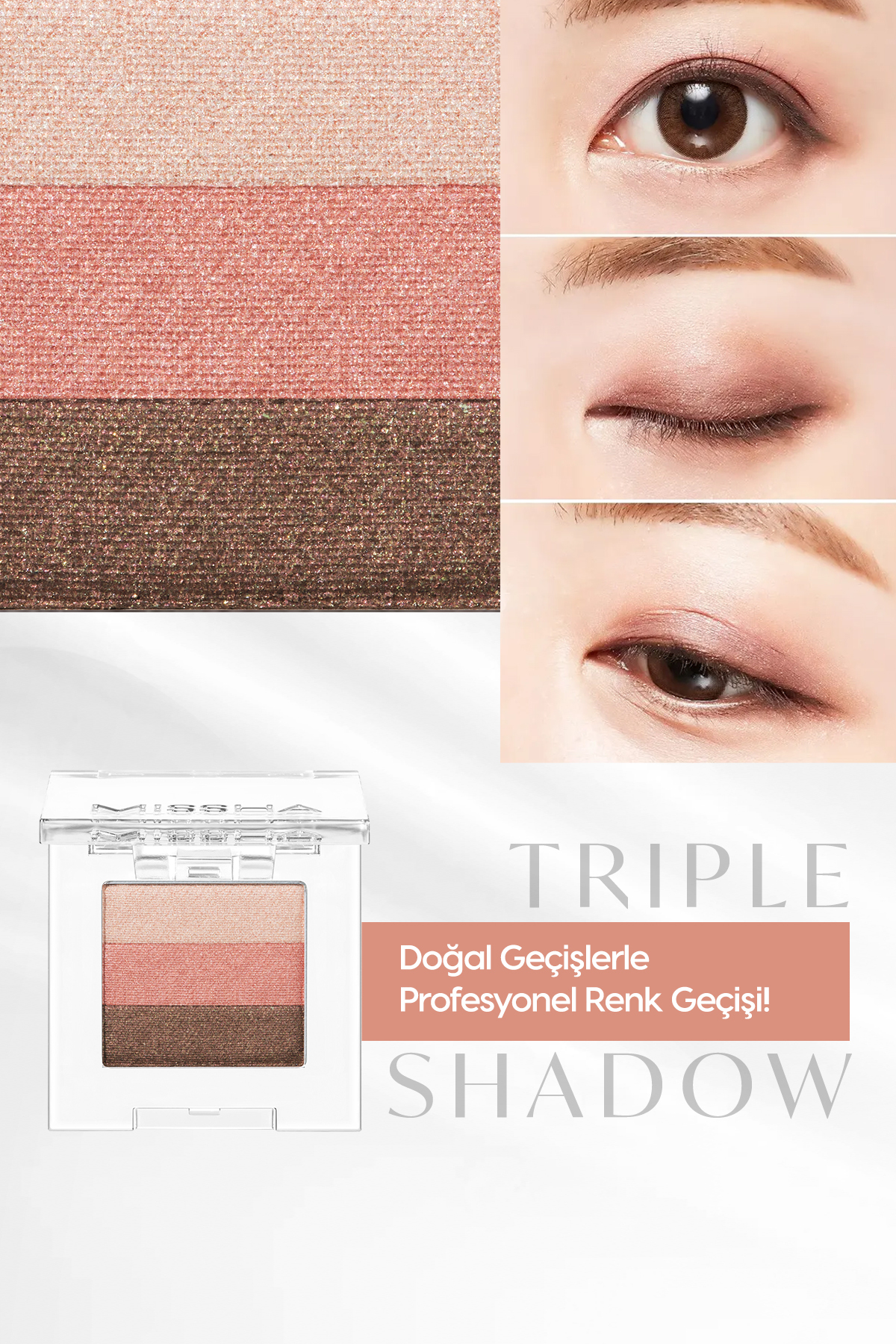 Yumuşak Dokulu, Dökülme Yapmayan 3 Renkli Göz Farı Triple Shadow (10 Oriental Pink) — صورتی 111597 — تصویر 3 از 9