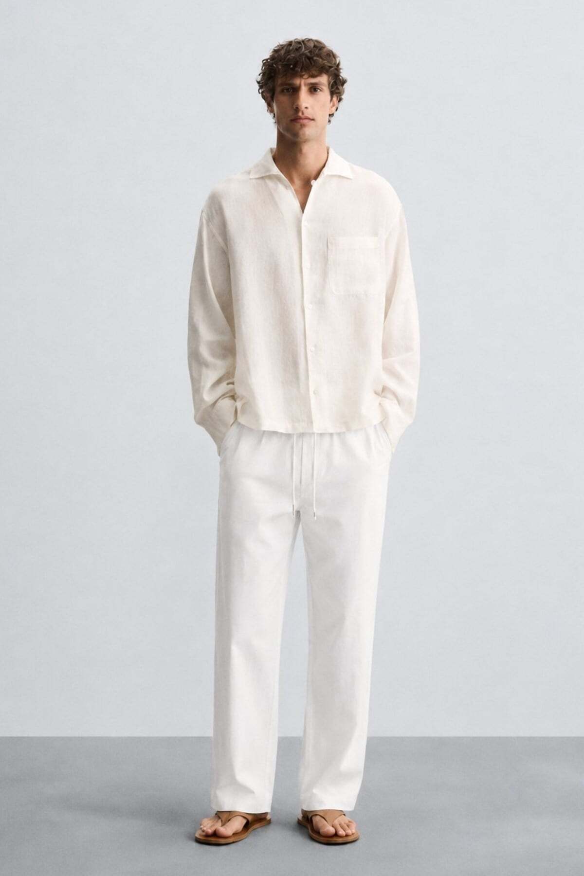 Madmext White Relaxed Fit Men's Pants E6561