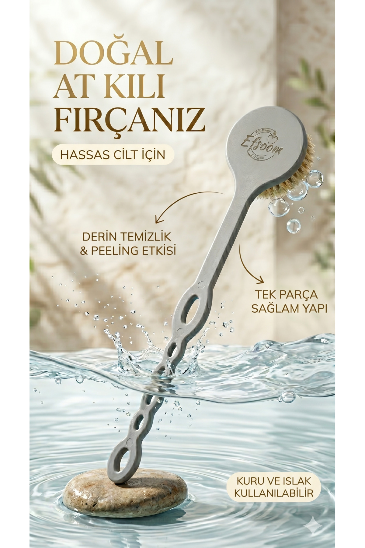 At Kılı Fırça, Saplı Fırça, Selülit Fırçası, Vücut Fırçası Duş Fırça Tek Parça 43 cm — aksf-043 — تصویر 7 از 7