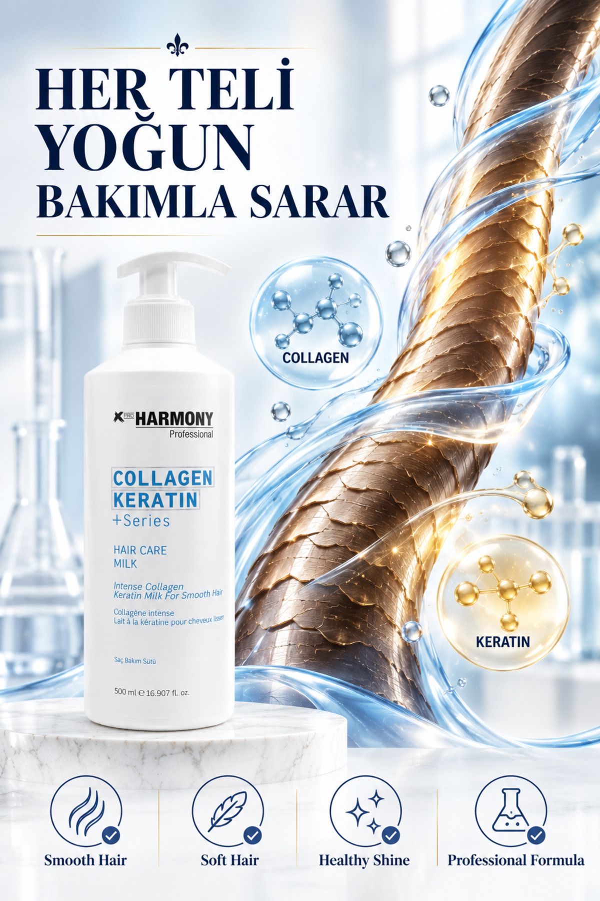 Collagen Keratin Hair Care Milk Saç Bakım Sütü 500 ml — XPH-8682887911000 — تصویر 2 از 8