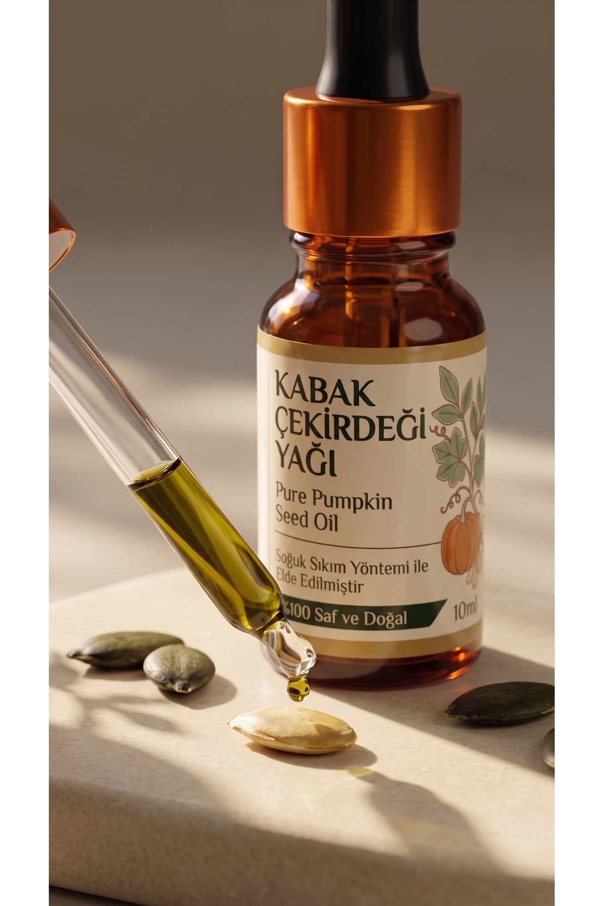 Kabak Çekirdeği Yağı 10 ml / Soğuk Sıkım / %100 Saf Ve Doğal / Pumpkin Seeds Oil — A1-Kabak-Cekirdeği-yag-10 — تصویر 4 از 8