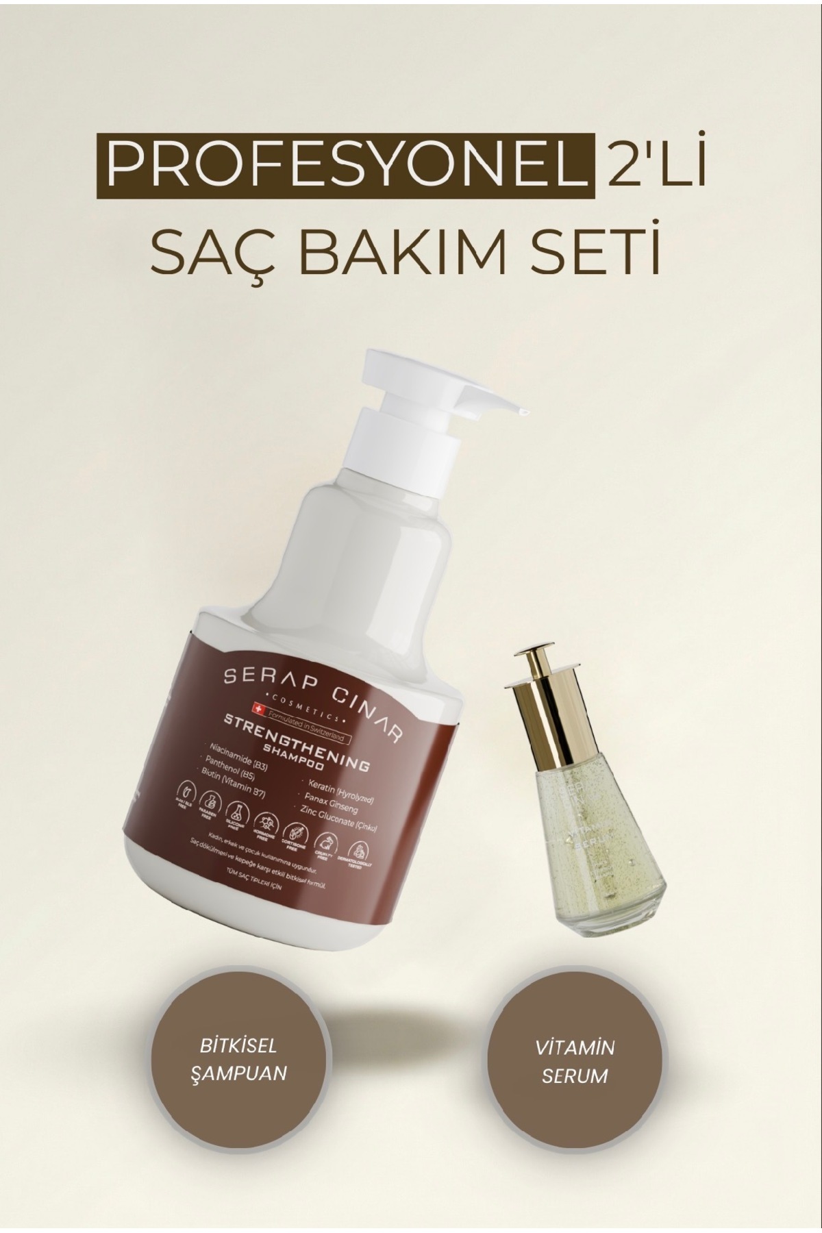 Saç Bakım Seti: Saç Vitamin Serum 30ml Bitkisel Şampuan 400ml — SRPCNR006 — تصویر 2 از 6