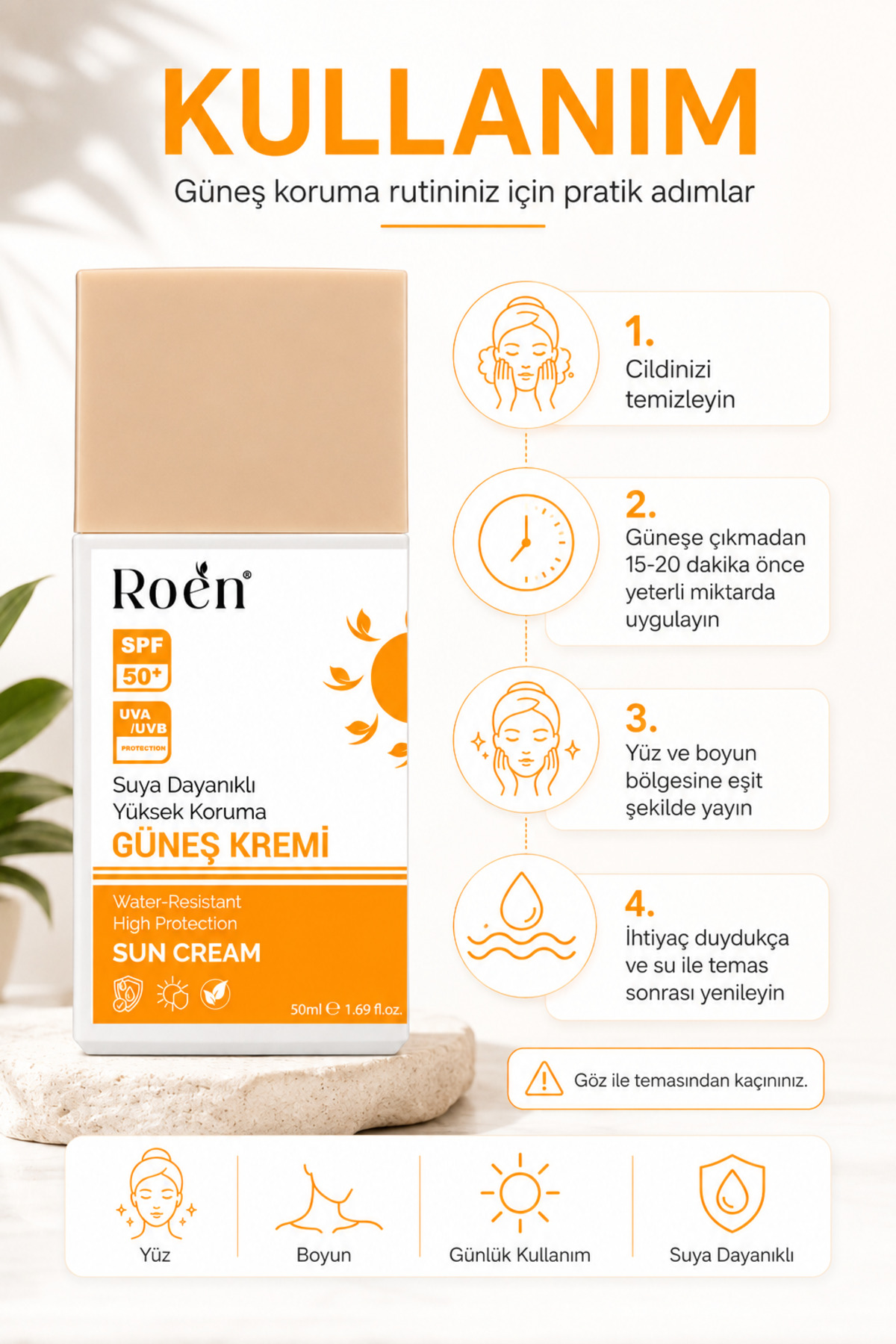 کرم ضد آفتاب با محافظت بالا، SPF 50، مرطوب کننده، مقاوم در برابر آب (2 عدد 50 میلی لیتر) — RNG048302 — تصویر 5 از 7