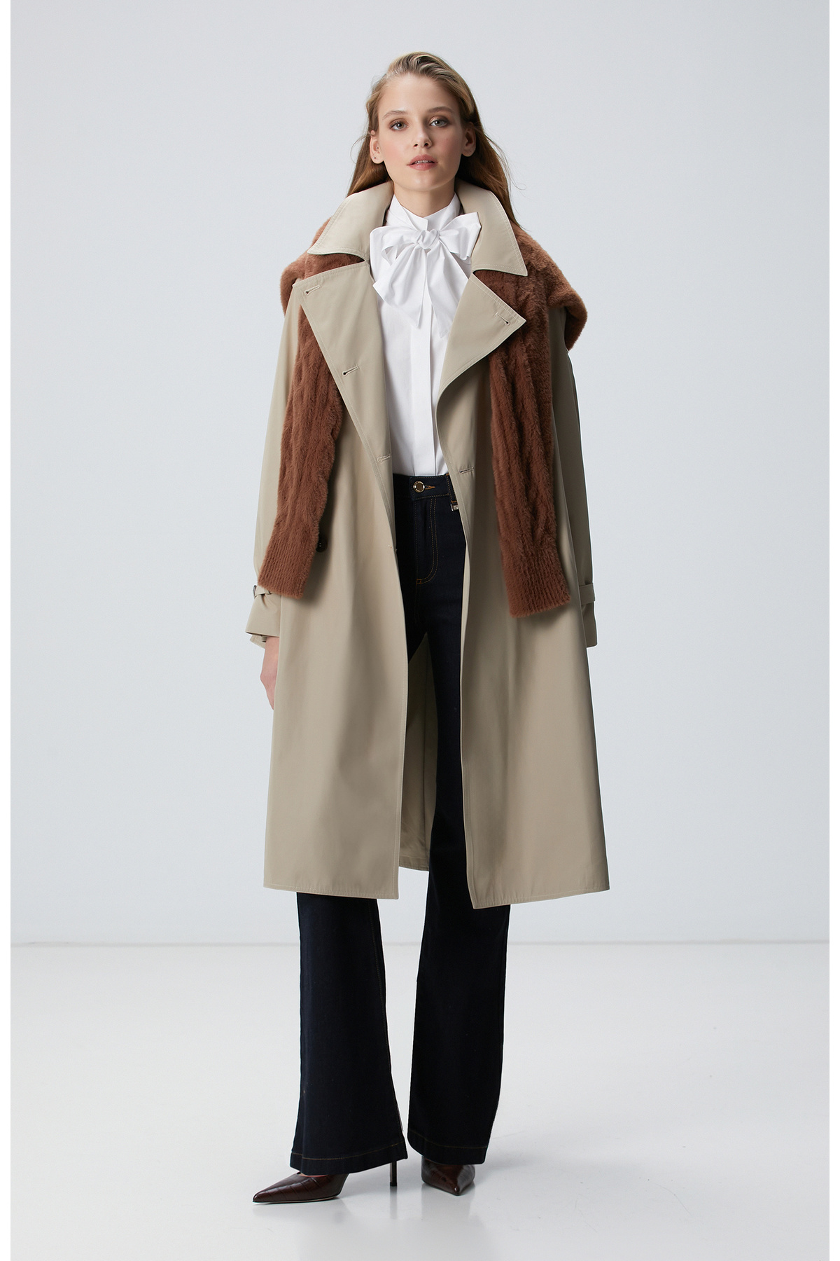 Network Bej Trench Coat