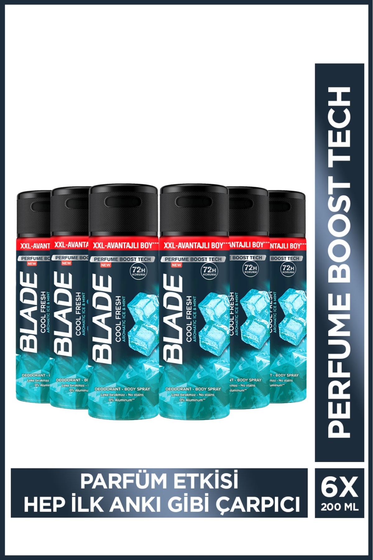 Blade Cool Fresh Erkek Alüminyumsuz Deodorant 6x200 ml Hızlı Kurur,Leke Bırakmaz