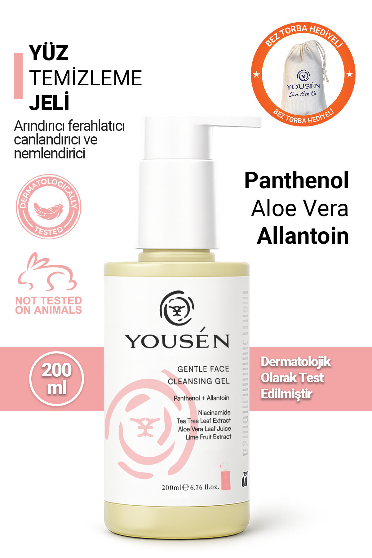 Yousen Canlandırıcı, Arındırıcı, Ferahlatıcı Ve Nemlendirici Yüz Temizleme Jeli 200 ml — yousen9