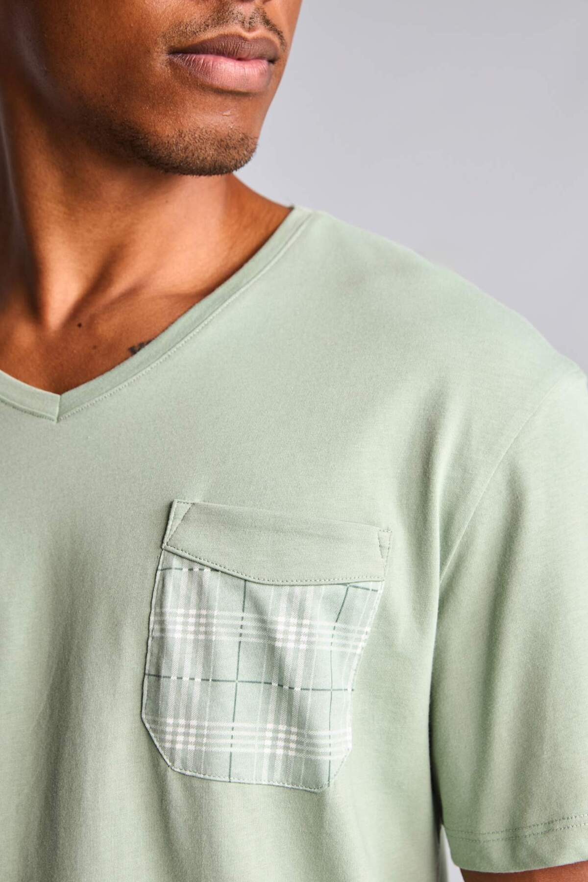 DeFacto %100 Pamuk New Regular Fit Kısa Kollu 2'li Açık Yeşil Şortlu Pijama Takımı I0877AX26HS görsel 4