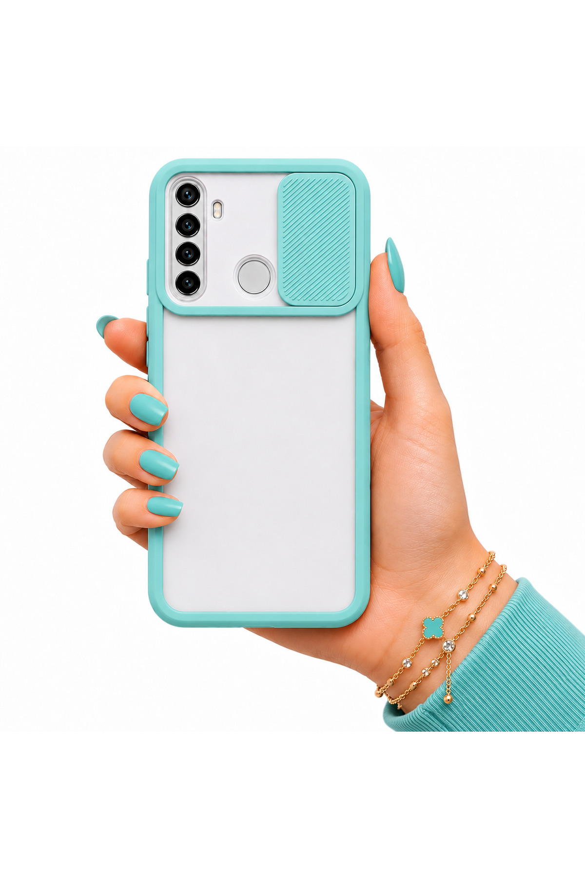 noktaks Realme 6i Kılıf Kamera Sürgü Mat Arka Yüzey Renkli Çerçeve