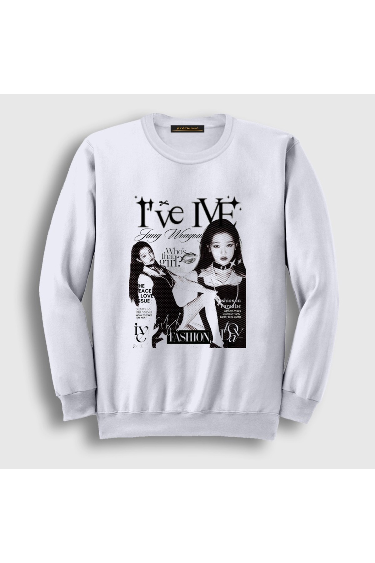 Presmono Unisex White Jang Wonyoung K-Pop Ive Sweatshirt 619963Tt