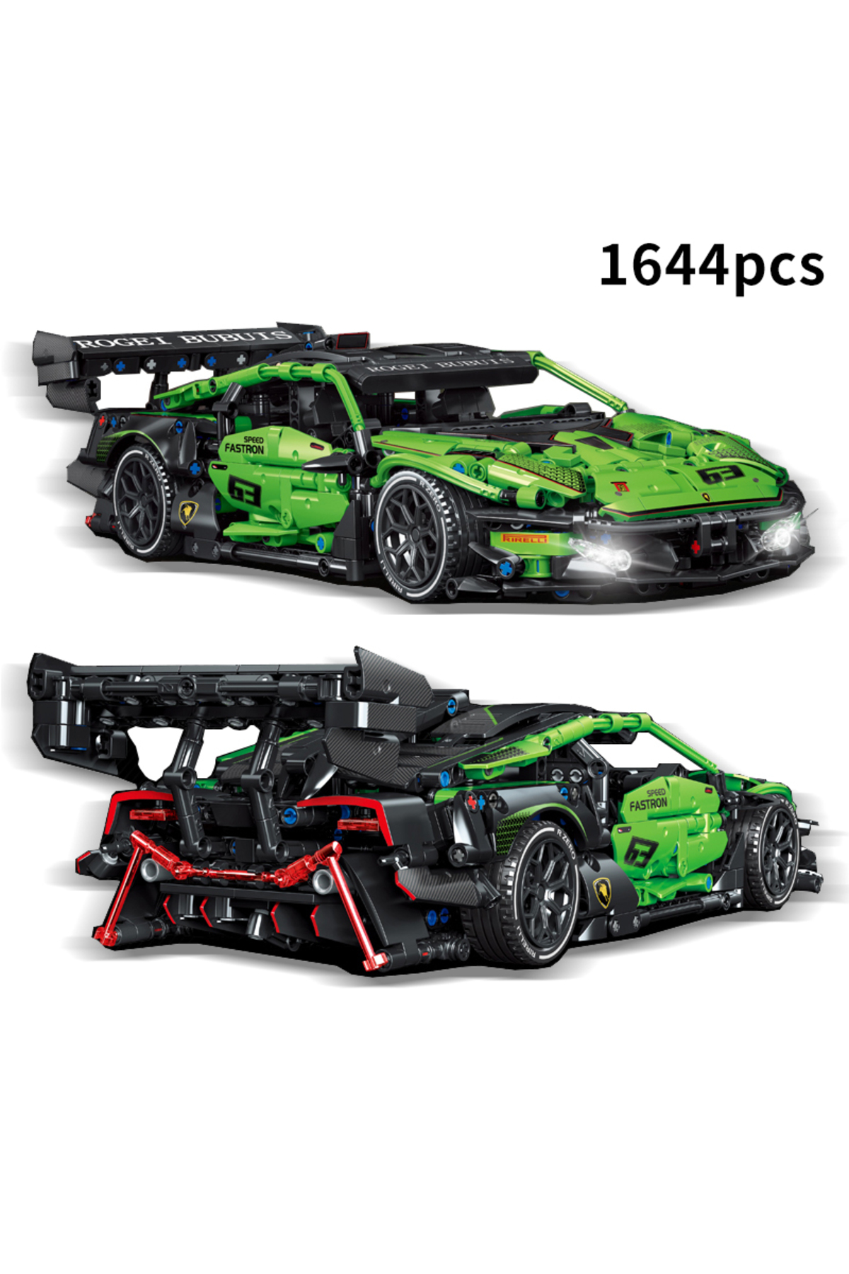 Choice 1644pcs Technical Green Speed Racing Car Model Building Blocks Kit MOC Assembly Bricks Toys Desktop
