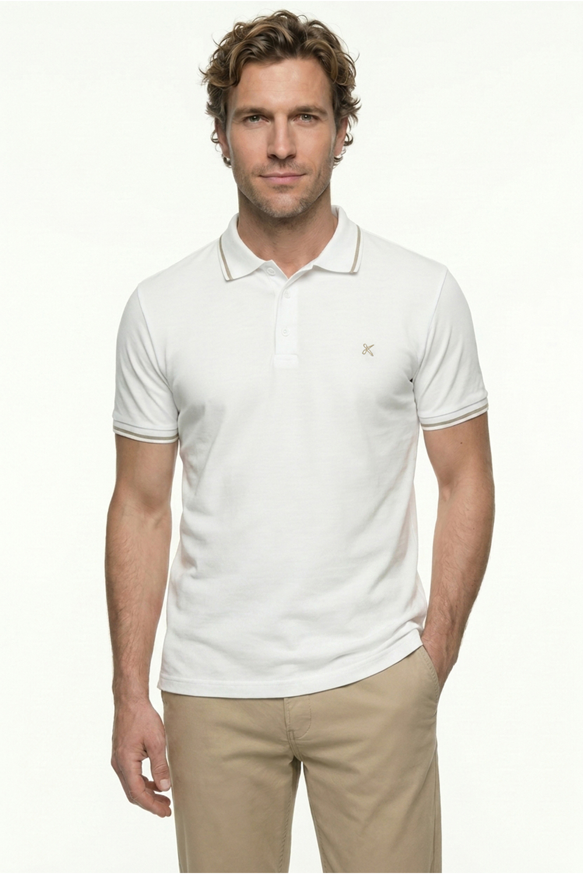 Kiğılı Polo Yaka Slim Fit Yumuşak Dokulu Nakışlı Pamuklu Likralı Esnek Tişört