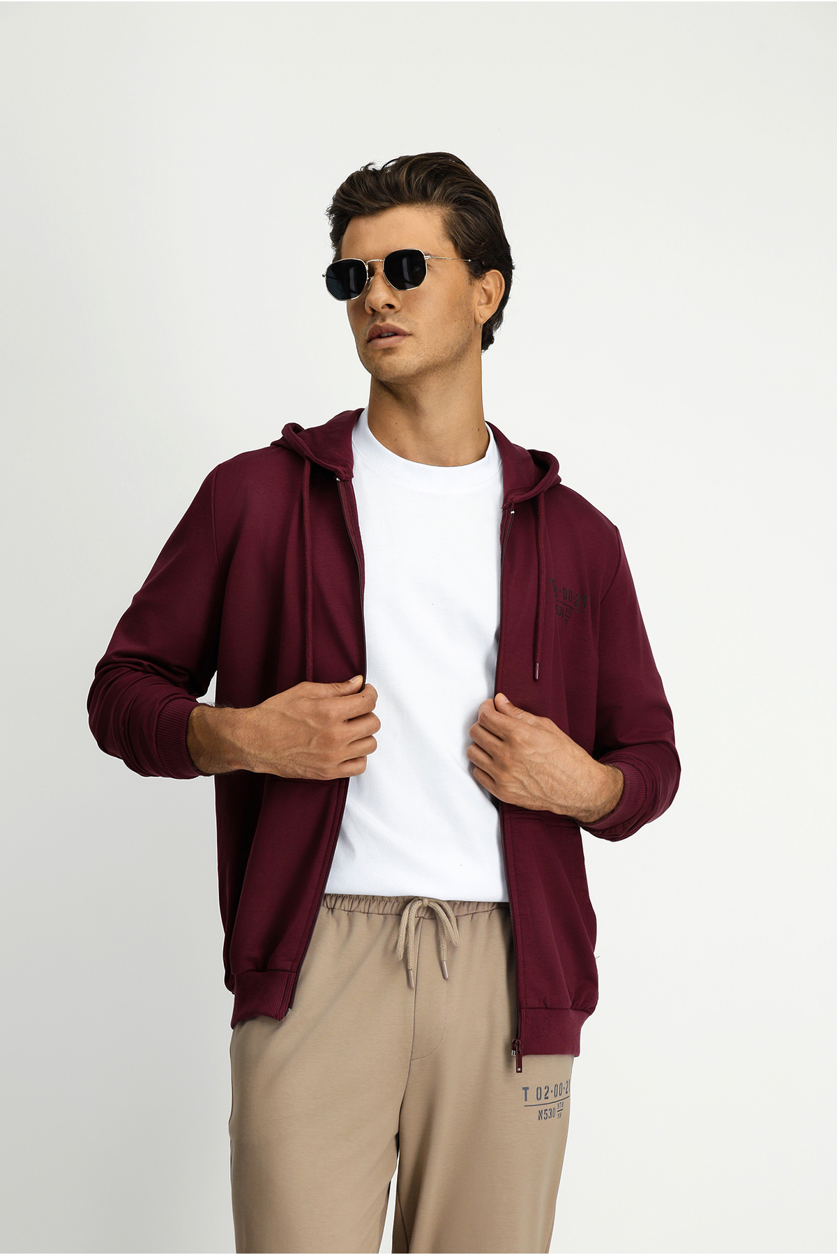 Kiğılı Kapüşonlu Regular Fit Fermuarlı Baskılı Pamuklu Sweatshirt görsel 5