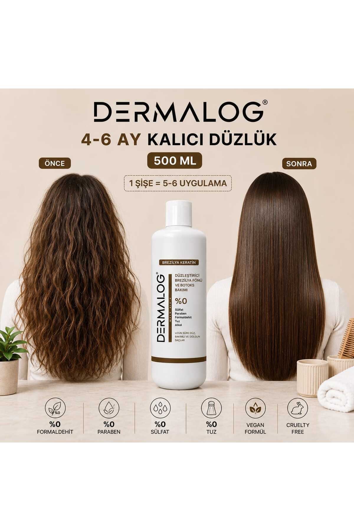 DERMALOG Brezilya Keratin- Keratin Bakımı & Botox Bakımı & Kalıcı Düzleştirici Ve Onarıcı Bakım 500 Ml — DRMLG08