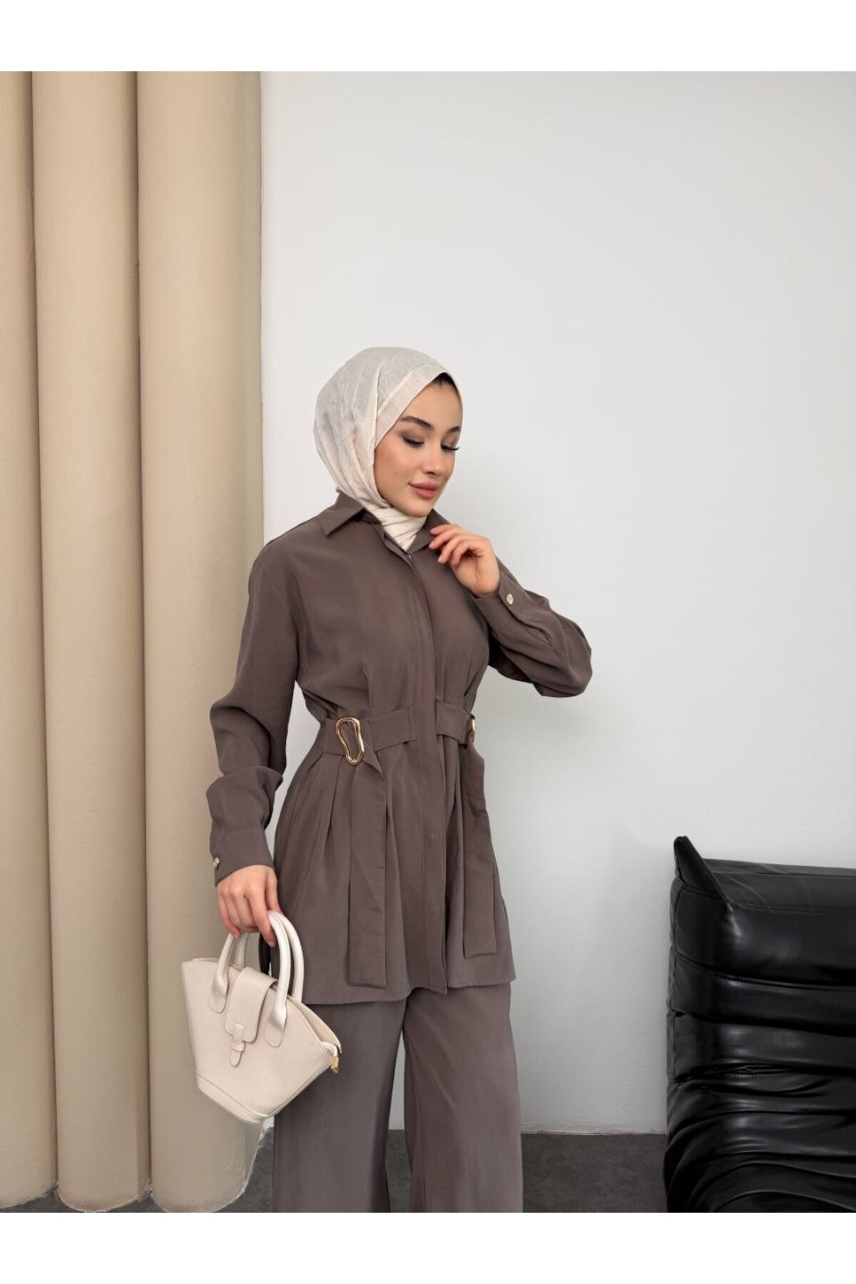Tesettür Pantolon Takım Beli Kemer Ve Toka Detaylı Bayramlık