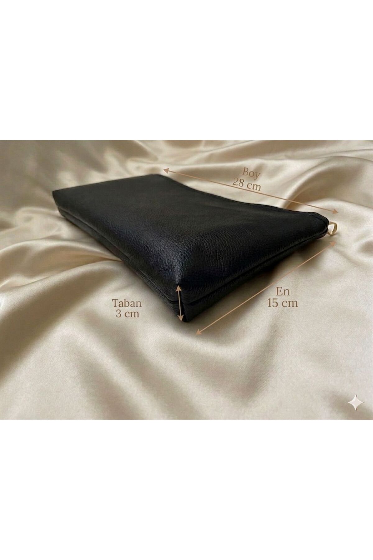 VELORİA BAG & SCARF Veloria Siyah 2 'li Kadın Portföy El & Makyaj Çantası - Şık Gece Çantası - Clutch görsel 7