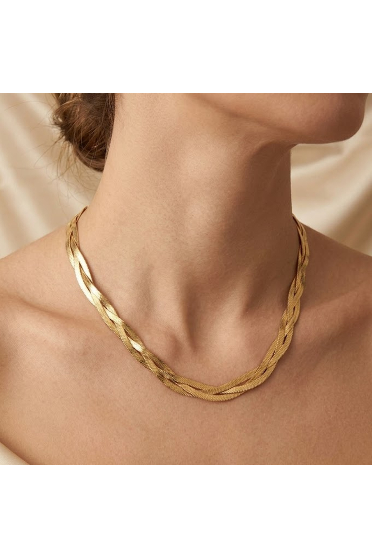 Spiral Italian Paste Women's Steel Necklace Gold 40 + 5cm 3 Years Warranty
