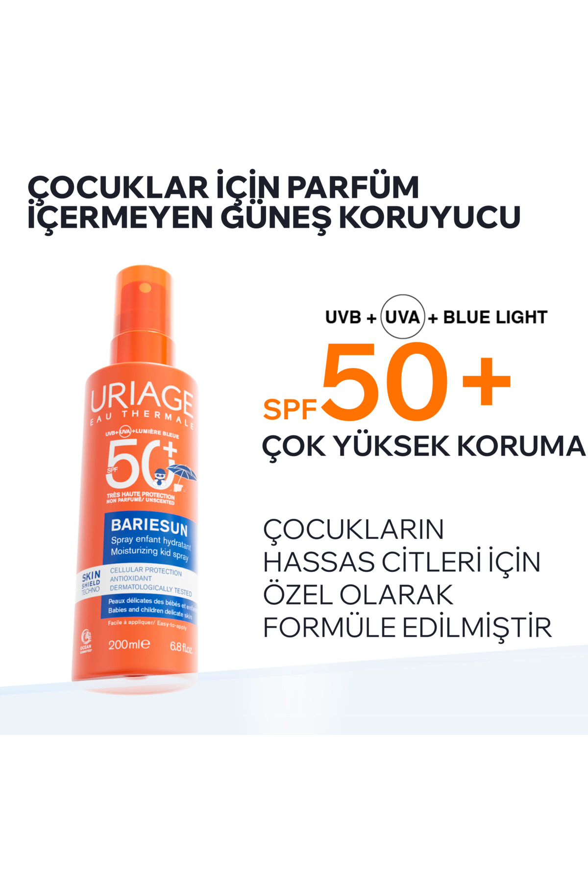 اسپری ضد آفتاب صورت و بدن کودکان BARIESUN SPF50+ بدون عطر، ۲۰۰ میلی‌لیتر — UR 65242843 — تصویر 2 از 7