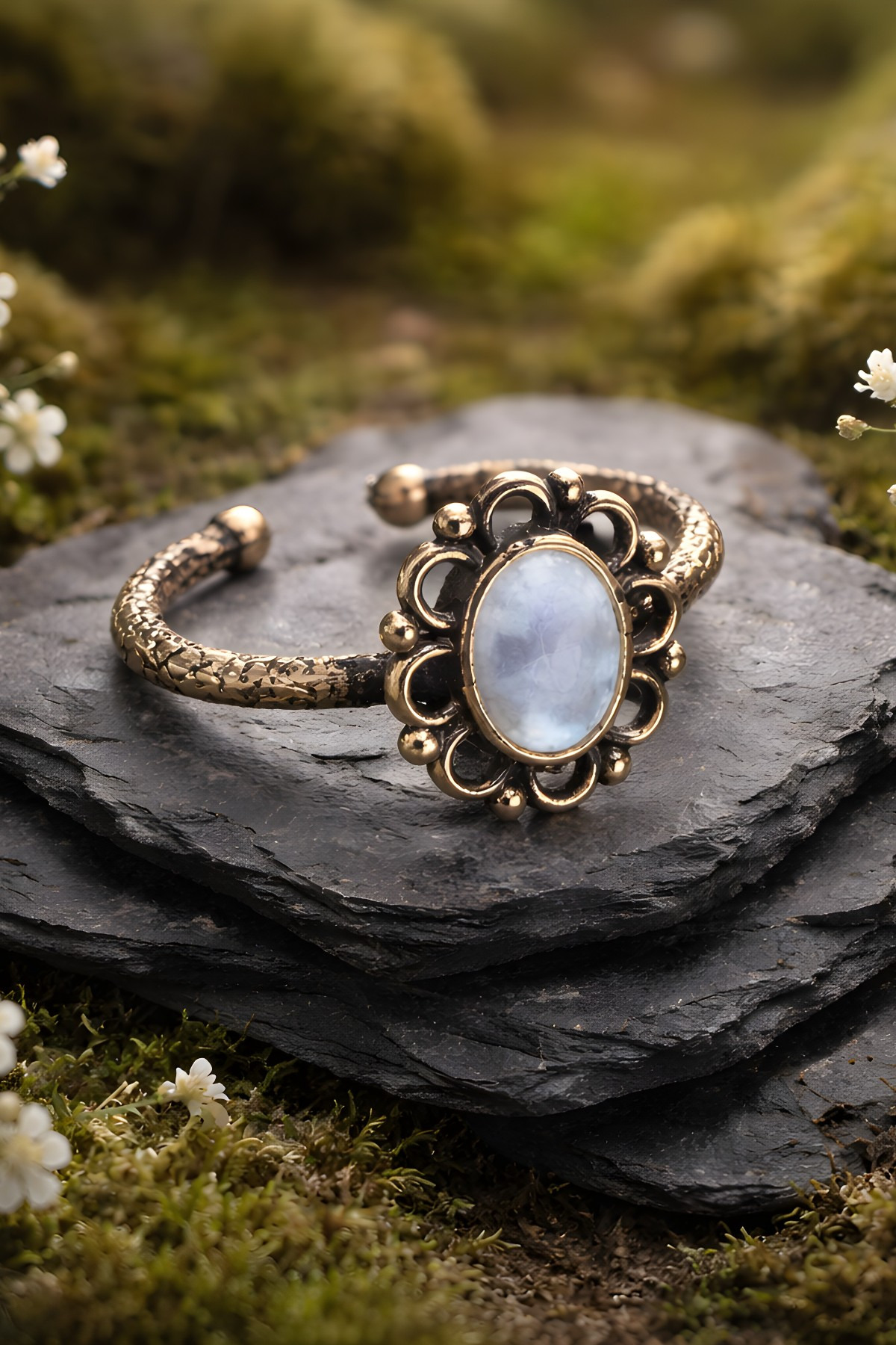 Copper Pure Ring Adjustable Moonstone Quality Genuine Copper Natural stone