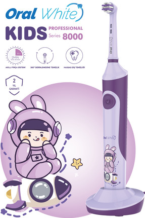 Oral White Professional Series 8000 Çocuklara Özel Şarjlı Diş Fırçası Mor (Co...