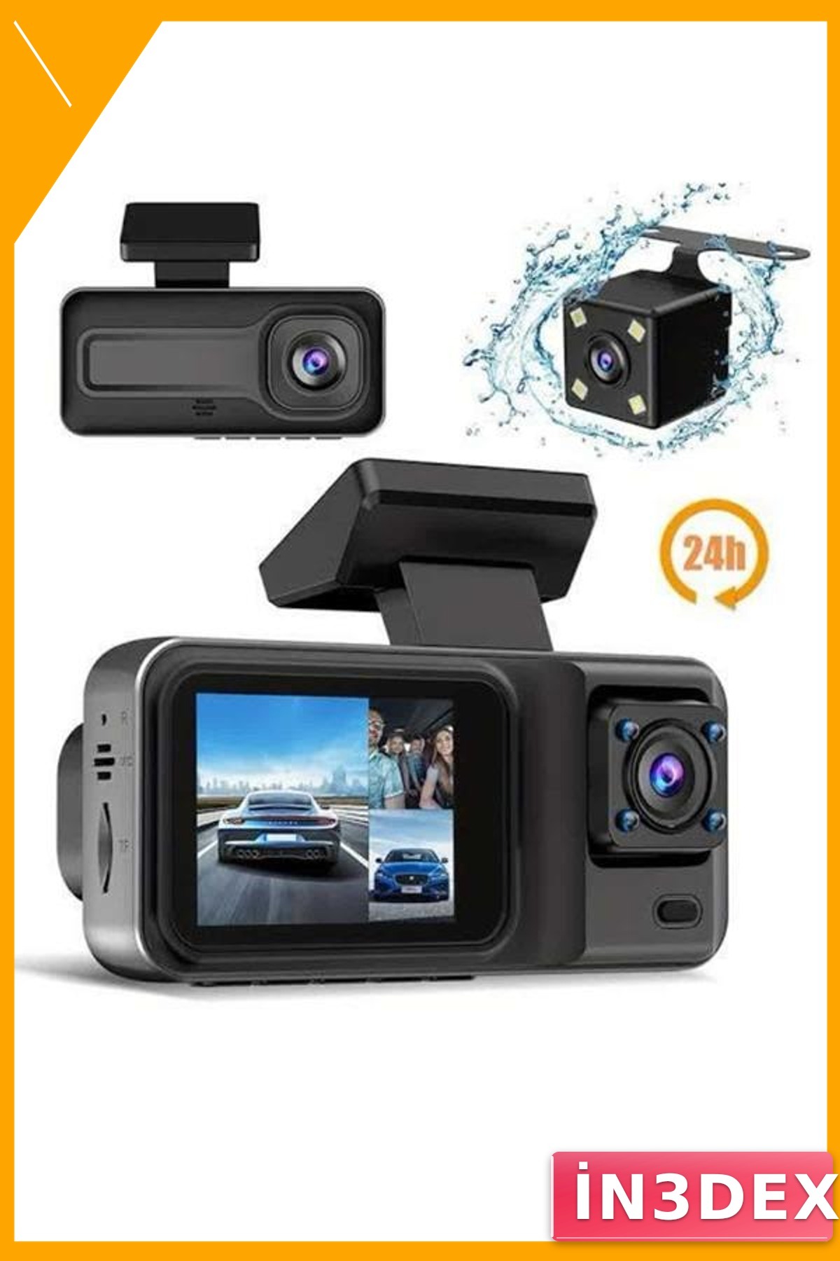 3 Lensli Araç İçi Kamera 1080P WiFi DVR Gece Görüşlü 170°