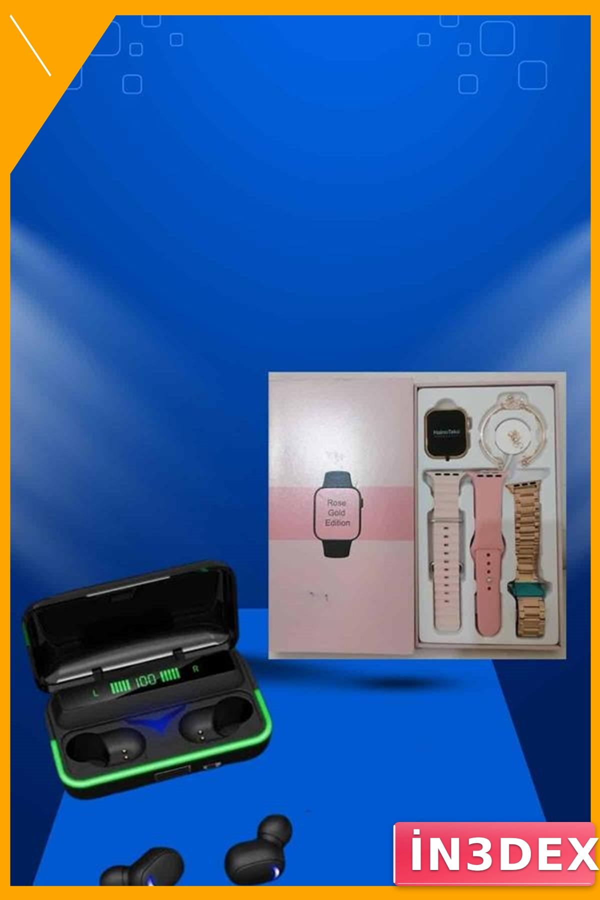 Akıllı Saat ve Bluetooth Kulaklık Seti Kadın Bileklik Hediyeli