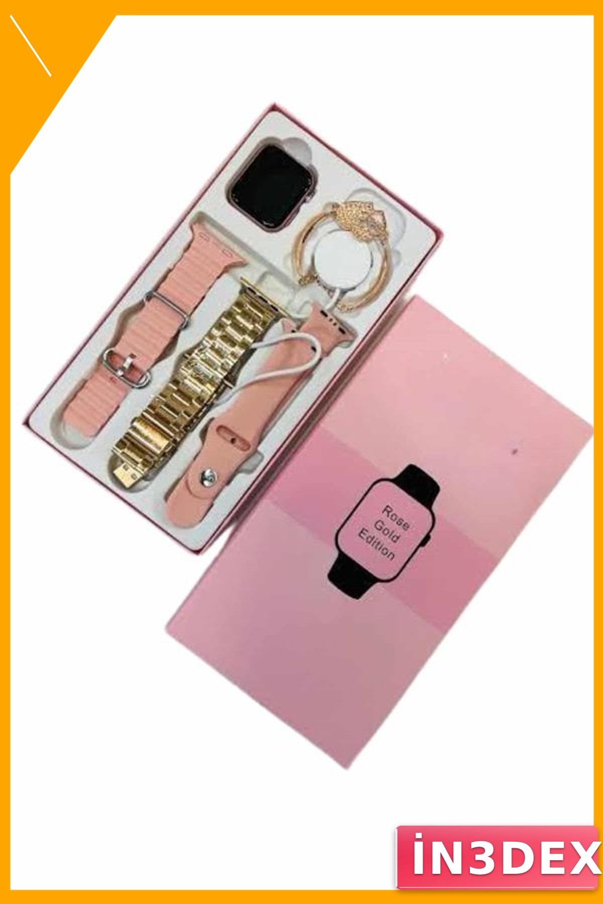 Bluetooth Akıllı Saat 3 Kordonlu Rose Renk Aksesuarlı