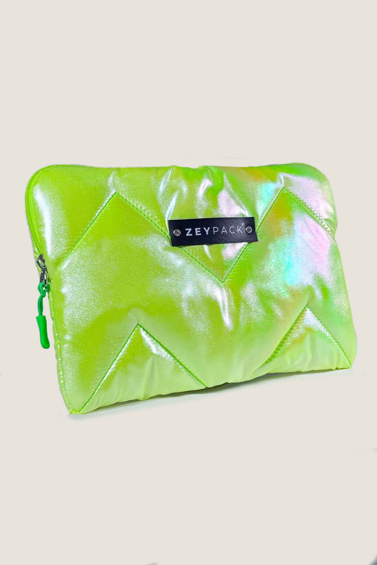zeypack Simli Neon Yeşil Çanta- Clutch, El Çantası, Makyaj Çantası 28x18cm görsel 4